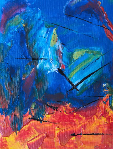 Blue and Orange Abstract Painting Photo