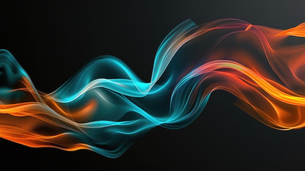 Blue and orange abstract smoke on a black background aiga