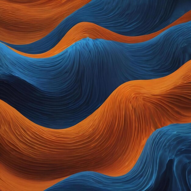 Blue and orange abstract wave panoramic wallpaper generative ai