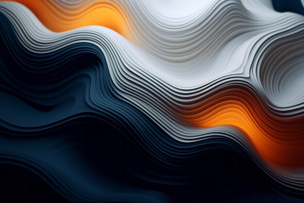 Blue and Orange Abstract Waves