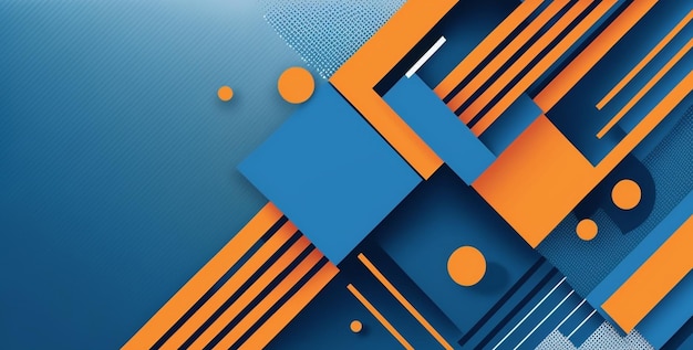 A blue and orange background with a square design in the middle.