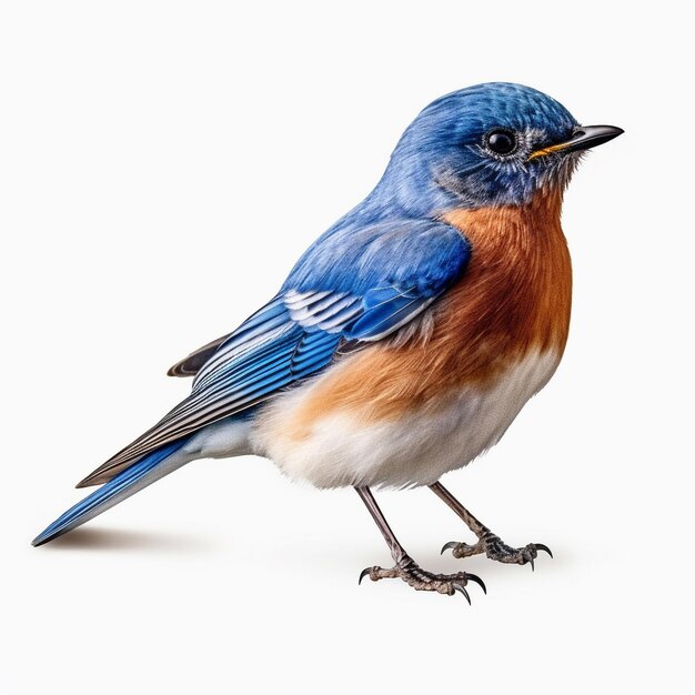 a blue and orange bird with a white stripe on its wing.