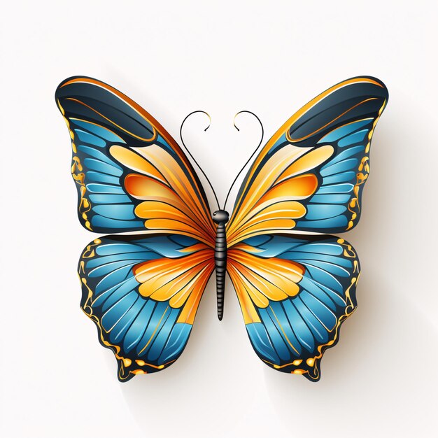 Photo a blue and orange butterfly