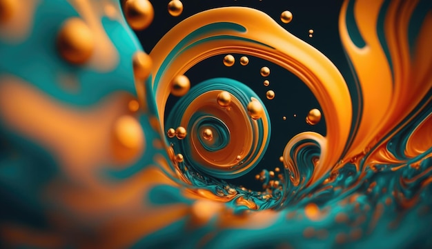 Blue and orange flowing liquid Generative Ai