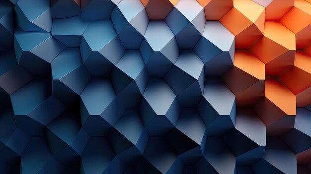 Blue and orange geometric shapes on a dark background