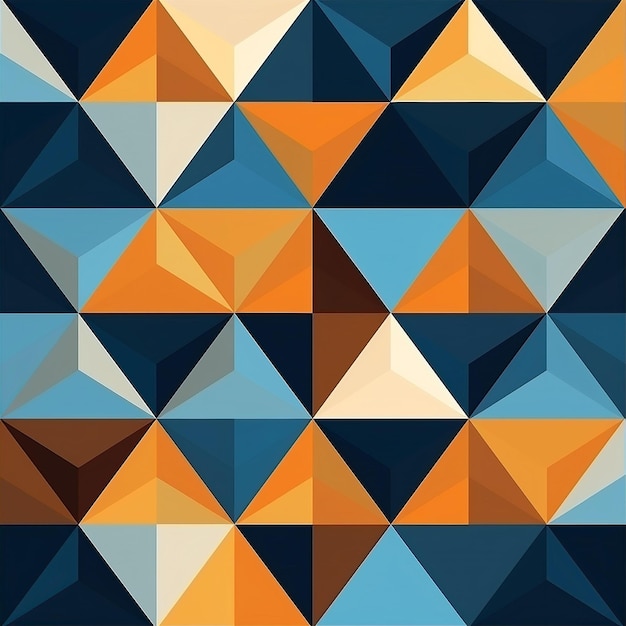 Blue and orange geometric triangle pattern with random arrangement bold dynamic