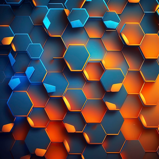 Blue and orange hexagons wallpapers that are high definition