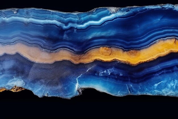 Photo a blue and orange marble with a yellow stripe on the bottom