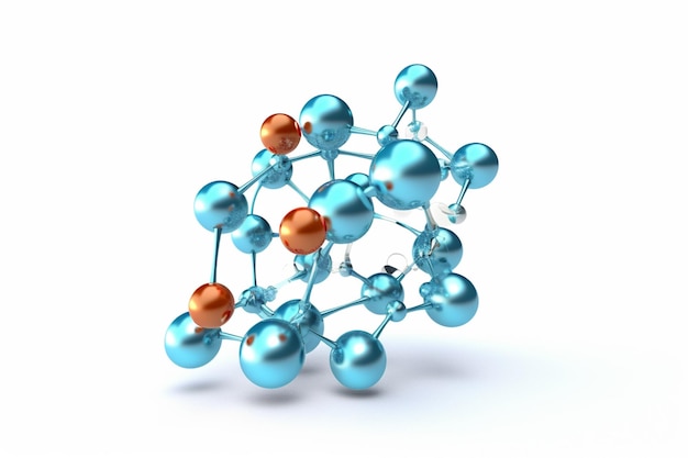 青とオレンジの分子モデルに数字の「3」が付いています。