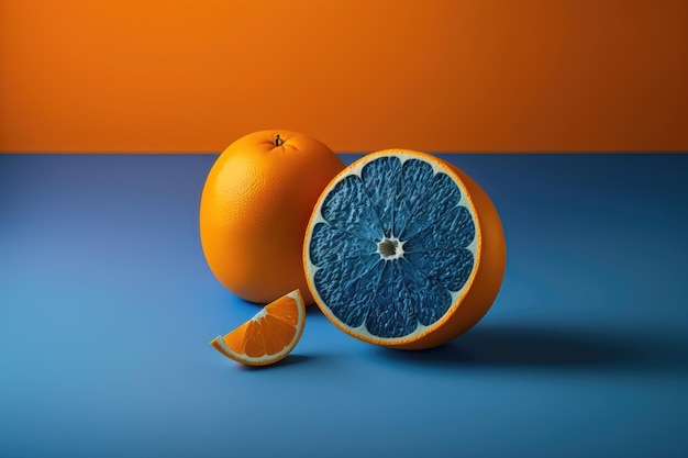 Blue Orange on Orange Background AI generated