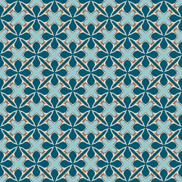 Blue and orange pattern with a flower pattern.