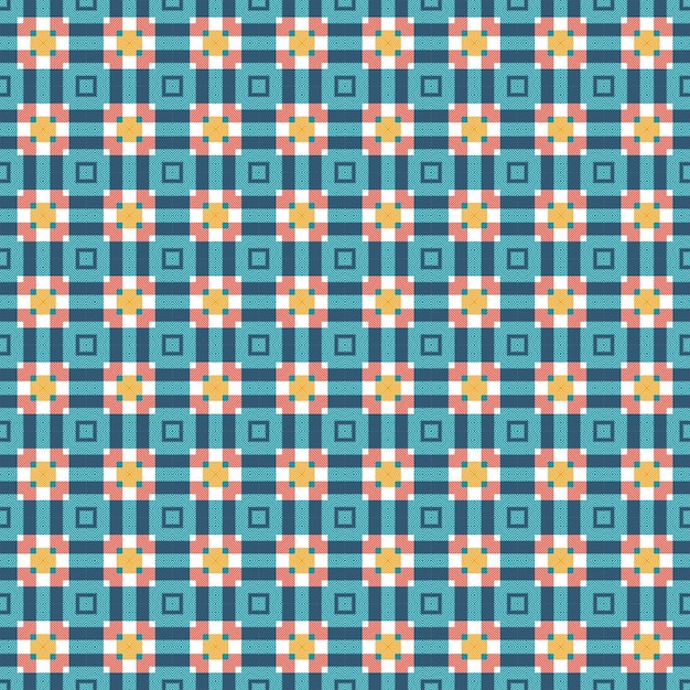 Blue and orange plaid pattern that is seamless and repeats stock photo - download image now