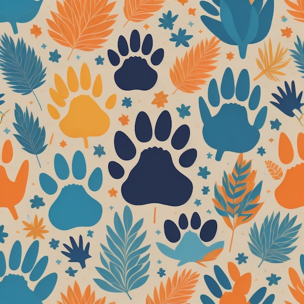 Photo a blue and orange print of a bear paw print.