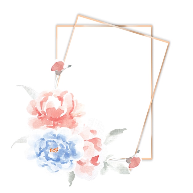 Blue and Orange Rose Watercolor Frame