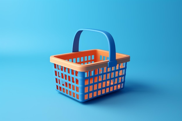 A blue and orange shopping basket