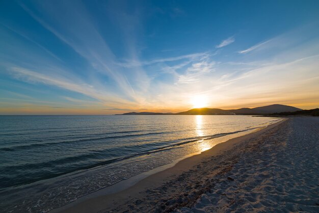 Blue and orange sky over Alghero at sunset Sardinia