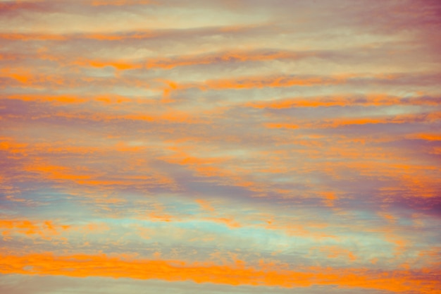 Blue and orange sky clouds at sunset or sunrise