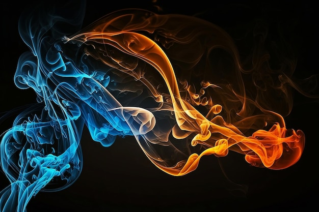 Photo blue and orange smoke background