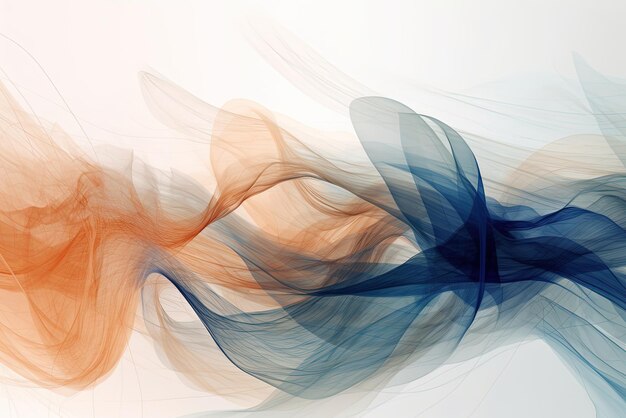 Photo a blue and orange smoke swirls in a white background.