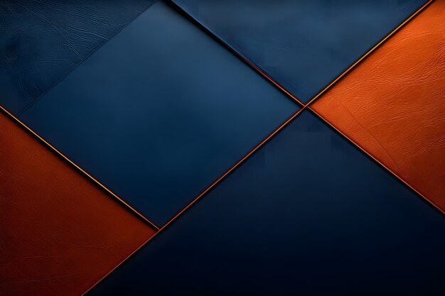 Photo a blue and orange square is on a black and orange tile