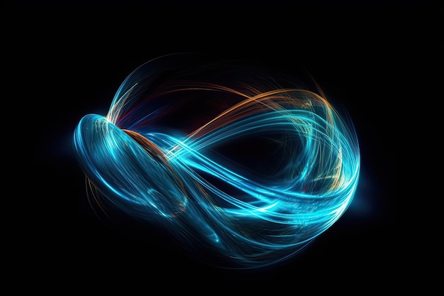 A blue and orange swirl in a black background