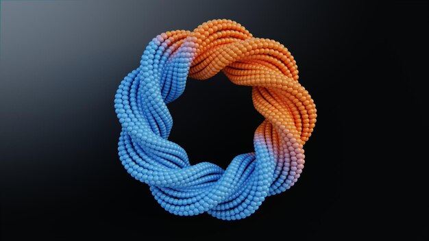 Blue and orange Swirl made of metallic balloons Multicolored psychedelic spiral abstract background