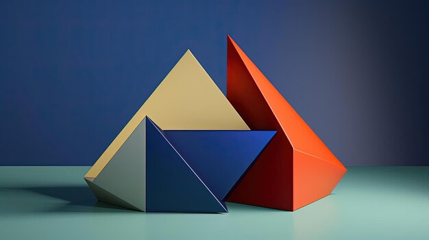 Photo a blue and orange triangle is folded up on a table