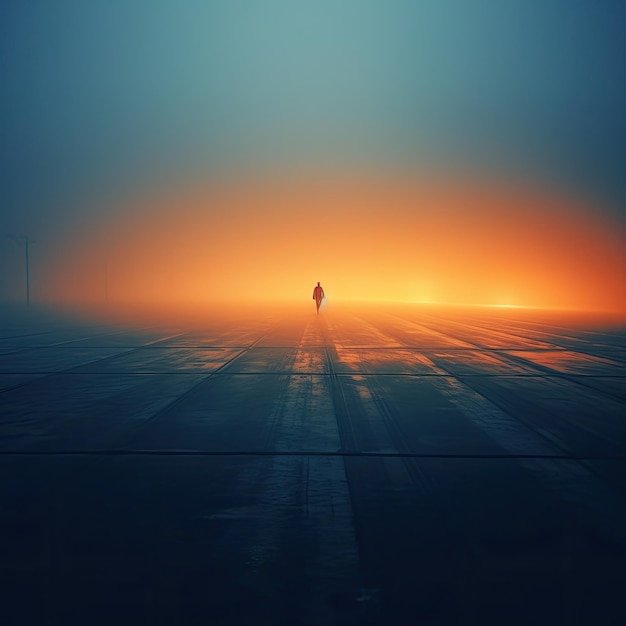 blue orange ultra minimalistic landscape fog smoke professional trend photography mystic silhouette