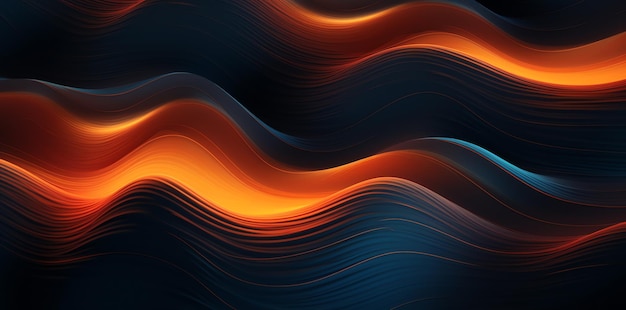 A blue and orange wave design with a blue background