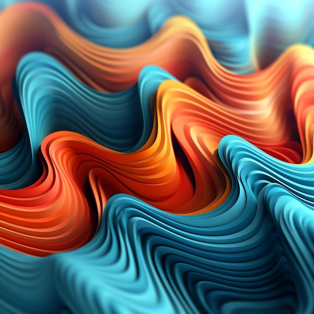синяя и оранжевая волны показаны крупным планом.