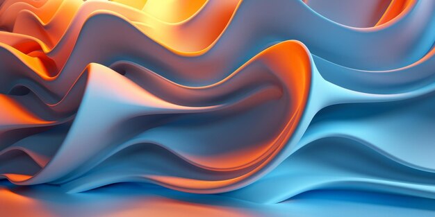 Photo a blue and orange wave with a yellow line in the middle stock background