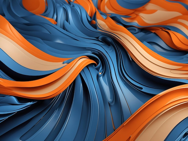 Blue and orange waves abstract background