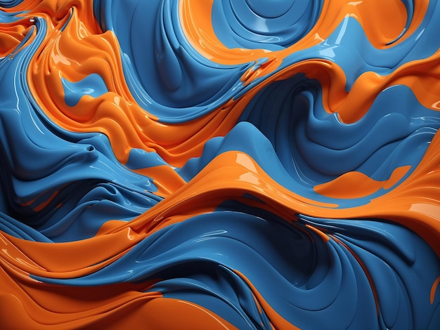 Blue and orange waves abstract background