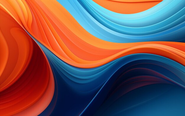 Blue and orange wavses abstract wallpaper background for desktop