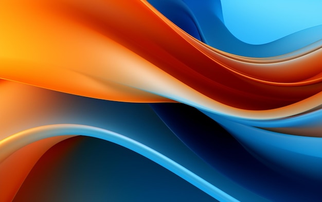 Blue and orange wavses abstract wallpaper background for desktop