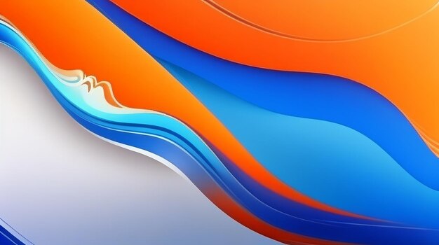 Blue and orange wavses abstract wallpaper background for desktop