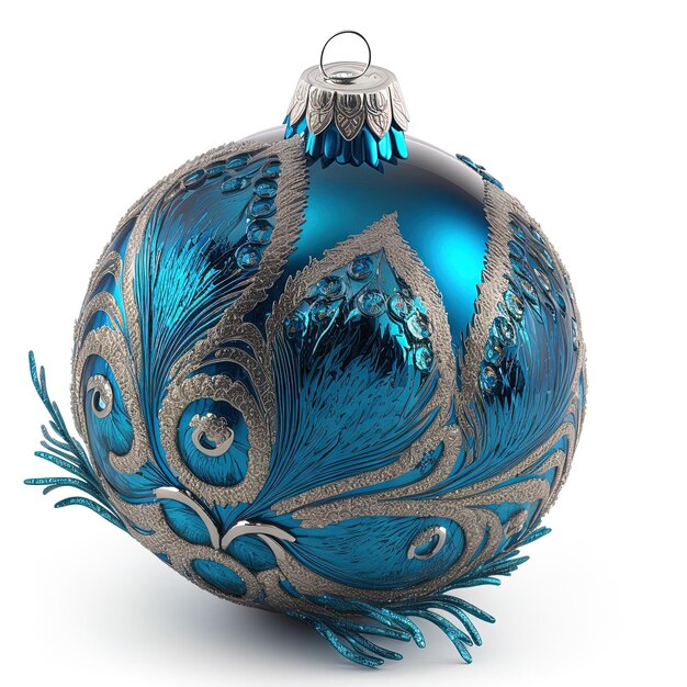 a blue ornament that has a blue ball on it