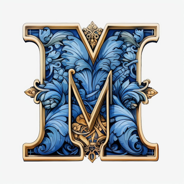 写真 リアリズムとファンタジーの要素を持つ青い装飾文字m