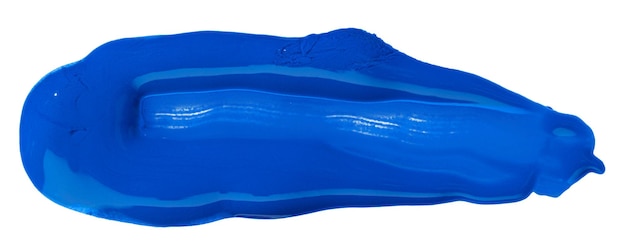 Foto tratto di pennello vernice blu isolato su sfondo bianco