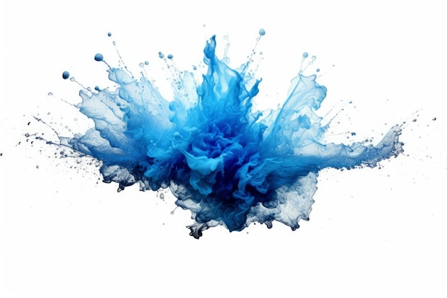 Photo a blue paint drop is shown in the corner of a white background.