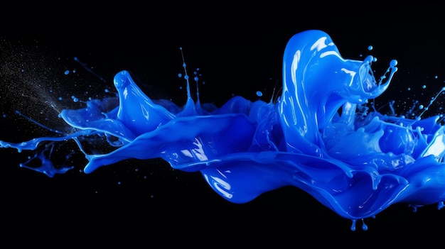 Blue paint splash on black background