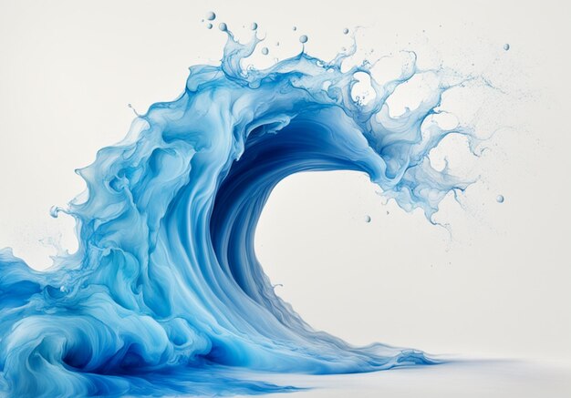 Photo blue paint splashes on a white background abstract background space for text generative ai