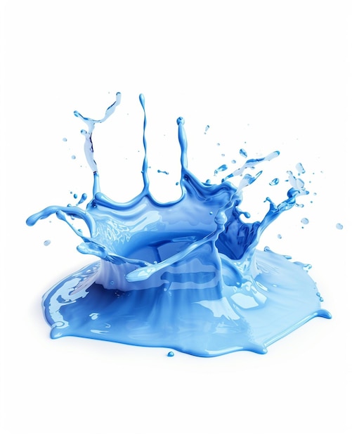 Photo blue paint splashing on white background