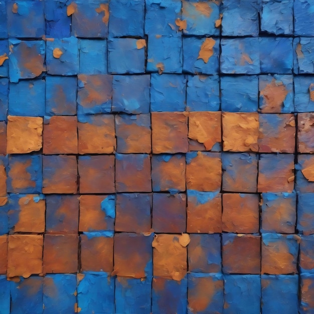 Blue paint squares on paper art texture abstract background