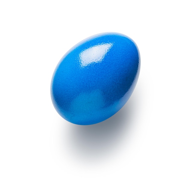 Blue painted easter egg isolated on white background Object with clipping path