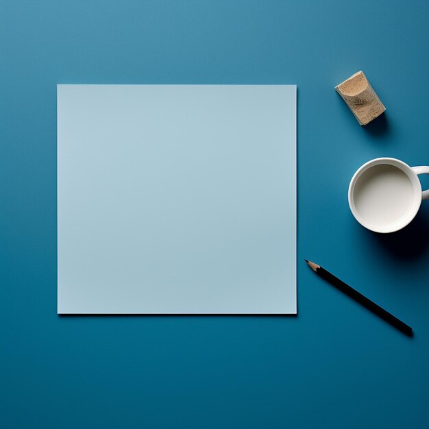 Photo a blue paper on blue plain background