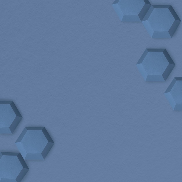 青いペーパークラフト六角形パターンテンプレート
