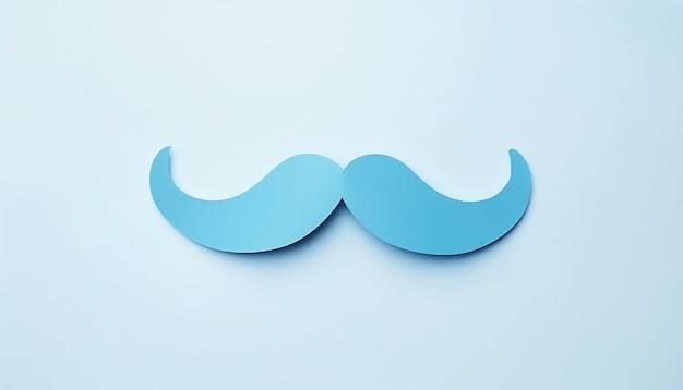 Blue paper mustache on a white background