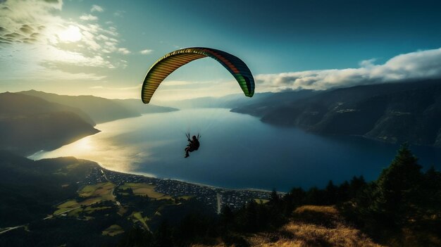 Фото Голубое парапланирование небо спорт горы парашют природа
