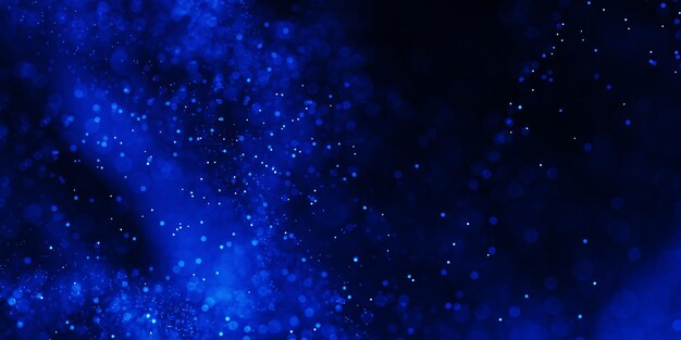 Blue particle line wave abstract technology background